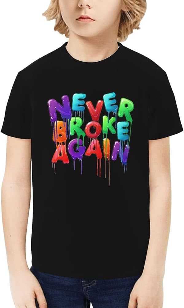 Boys Round Neck Short-Sleeve tees for Never Broke Again Tshirt Cool 3D Print T shirt