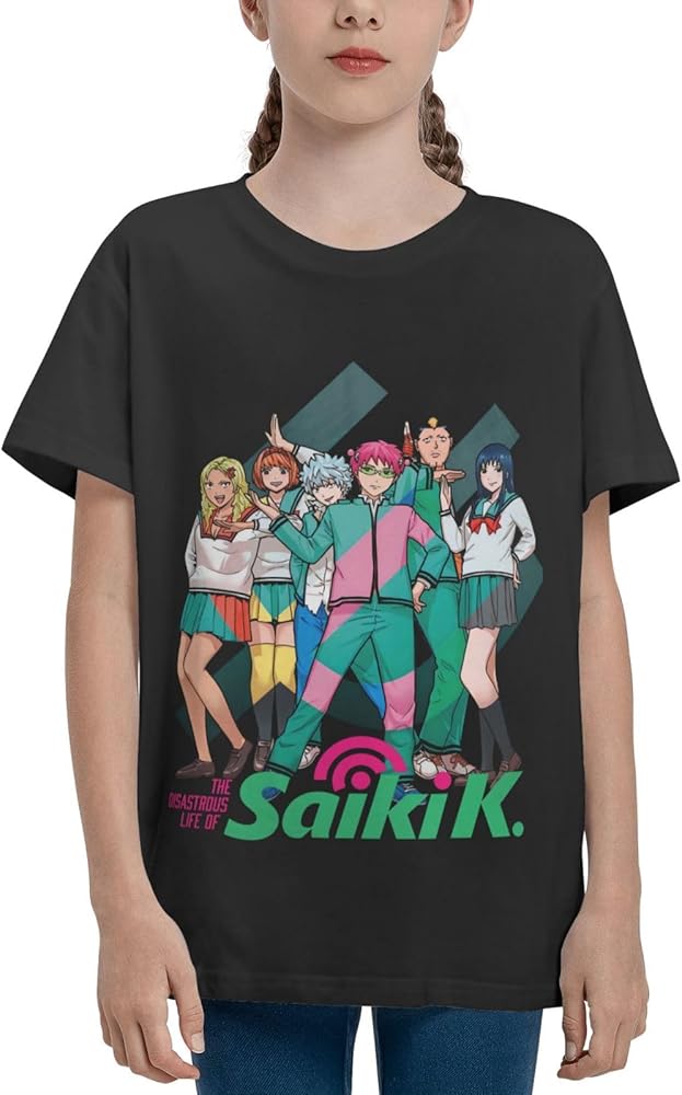 Anime The Disastrous Life of Saiki K Shirt Boys Girls Round Neck Short Sleeve Cotton Tees