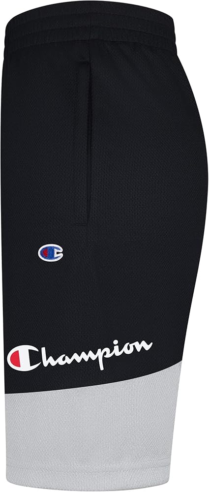 Champion Boys Hertiage Script Mesh Short (Black/Oxford Heather, XL)