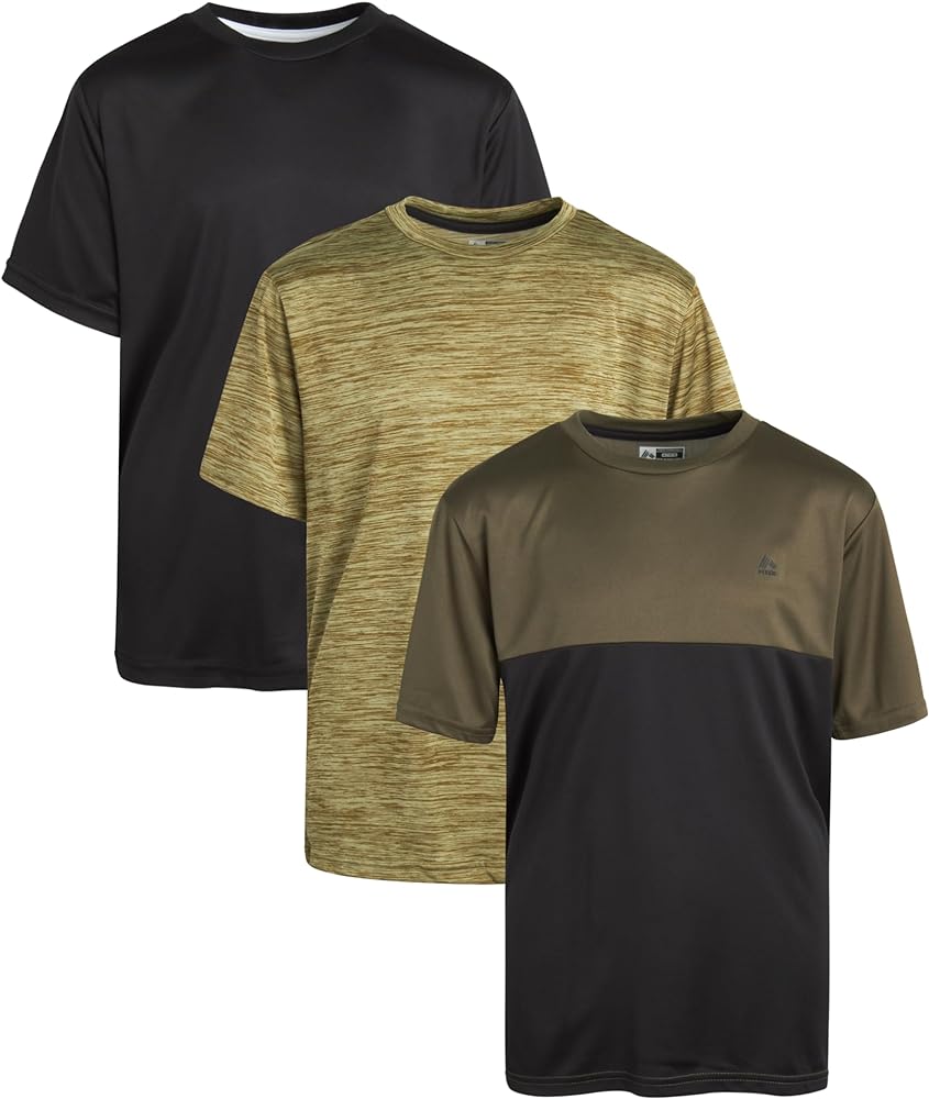 RBX Boys' Active T-Shirts - 3 Pack Short Sleeve Performance Dry Fit Tees - Workout Gym Shirts for Boys (8-12)