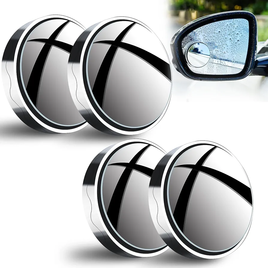 4Pcs Blind Spot Mirror,360° Suction Cup Car Convex Wide Angle Side Rear View Mirror,Reversing Auxiliary Blind Spot Mirrors for Cars SUV and Trucks(Sliver)