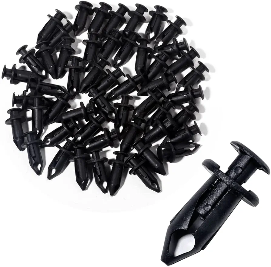 50 Pieces Plastic Black Fender Clips，Nylon Plastic Fastener Push Type Fender Retainer Pins Rivets Bumper Clips for Honda Rancher Foreman Rubicon Rincon TRX680 TRX650,8mm