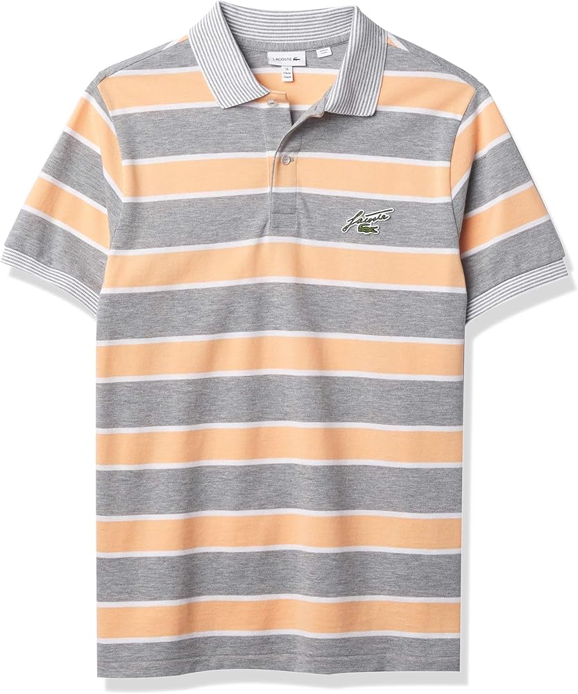 Lacoste Boys' Short Sleeve Striped Script Polo Shirt