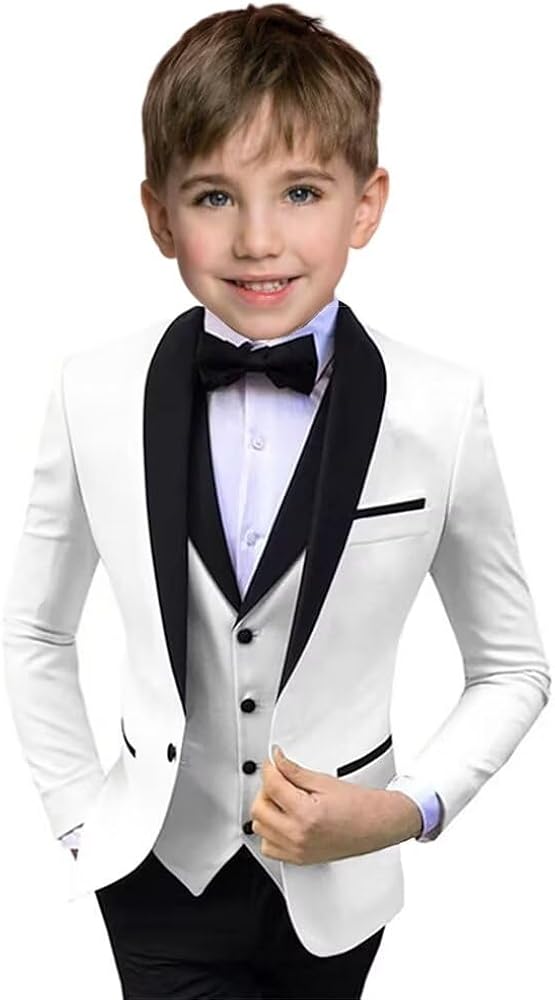 Boys Suit 3 Piece Ring Bearer Suit Boys Formal Jacket Vest Pants Suits Wedding Outfit for Party Prom Suit