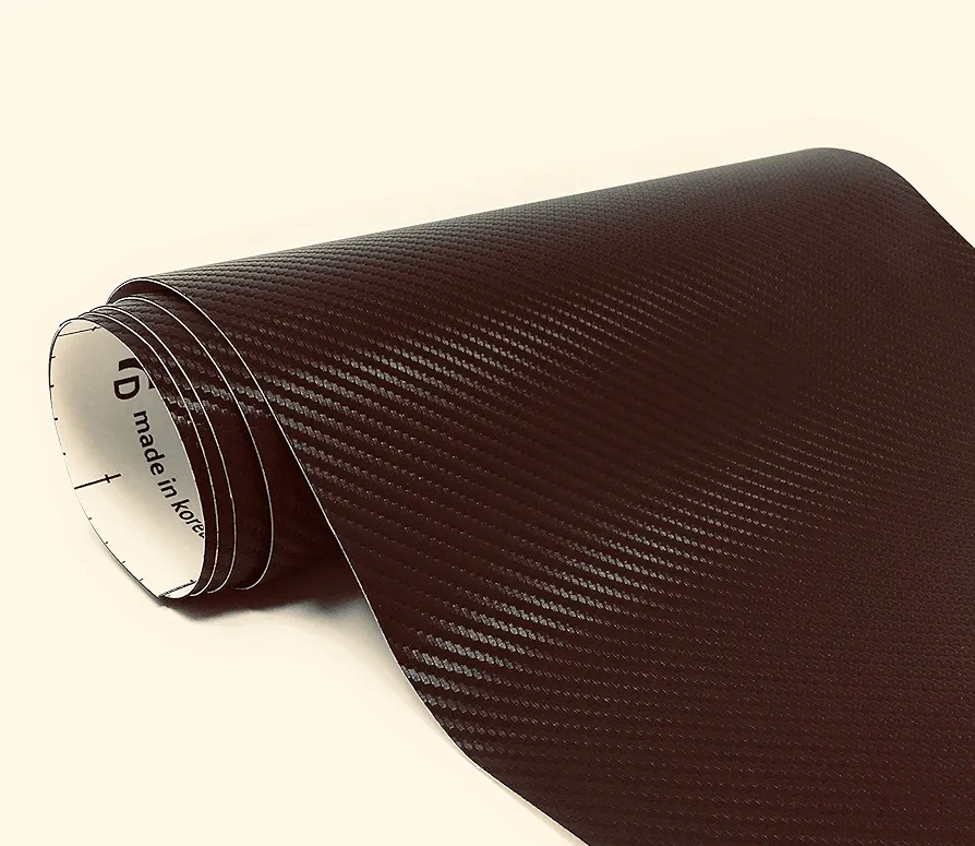 Flexible 3D Carbon Fiber Automotive Car Vinyl Wrap Film Sheet Roll (Brown, 9.8" x 53")