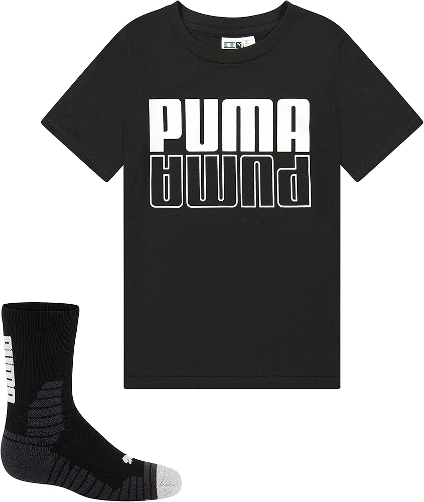 PUMA Boys' Graphic T-Shirt & Crew Sock Set