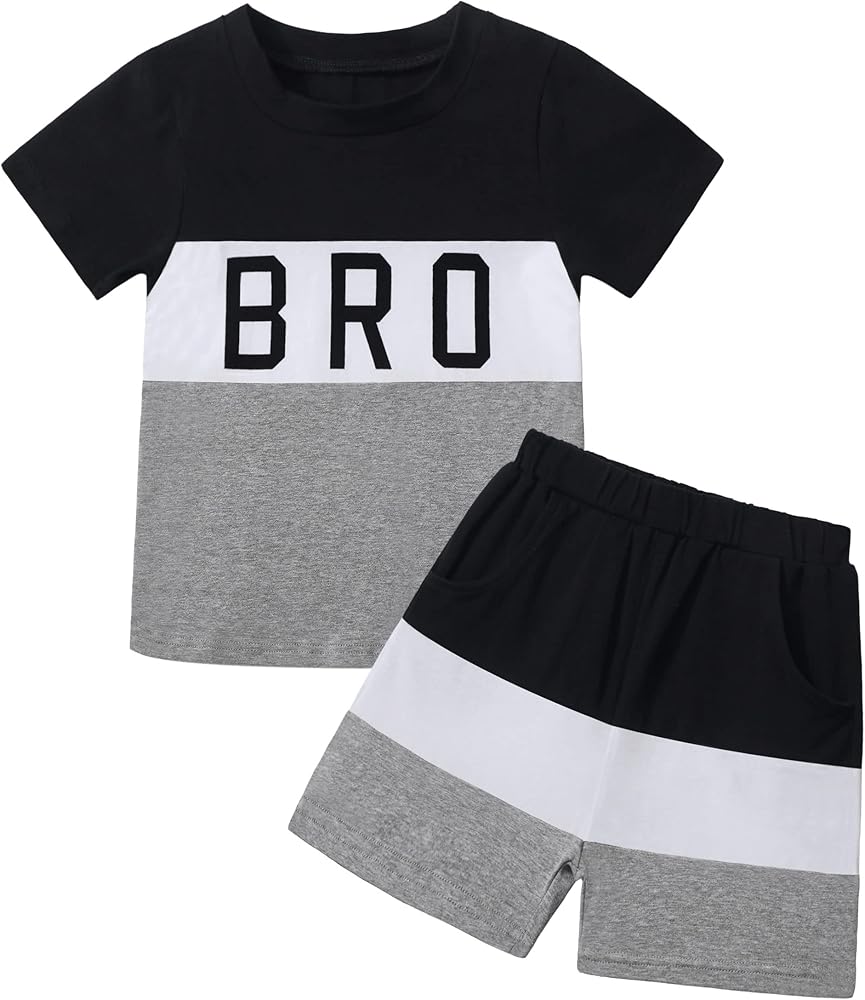 Toddler Boy Clothes, Boys Clothes Summer Letter Print Short Sleeve T-Shirt + Short Pants 2Pcs Outfit Set