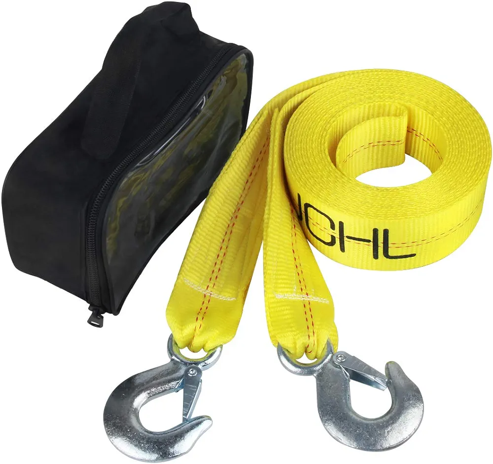 Nylon Tow Strap with Hooks 2”x20’ Car Vehicle Heavy Duty Recovery Rope 20,000 lbs Capacity Tow Rope for Car Truck Jeep ATV SUV