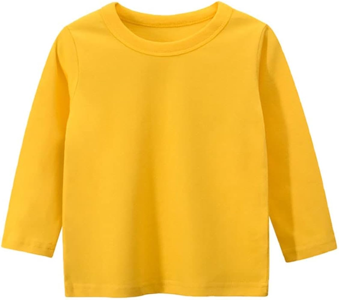 Toddler Baby Boys Girls Crewneck Solid Color T-Shirt Clothes Long Sleeve Basic Top Tee Shirts for Children Kids