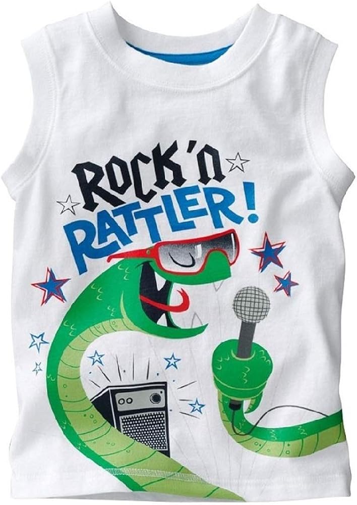 Little Boy Tank Tops Rock Rattler Cotton Sleeveless Baby Boys Tee Shirts Vest Singlet 2 3 4 5 6 T