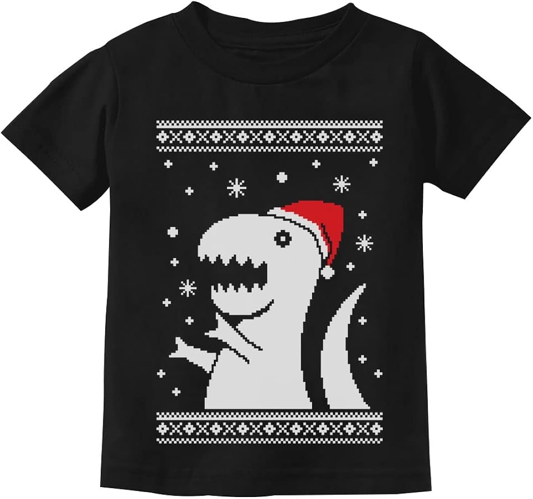 Big Trex Santa Ugly Christmas Dinosaur Sweater Style Kids T-Shirt