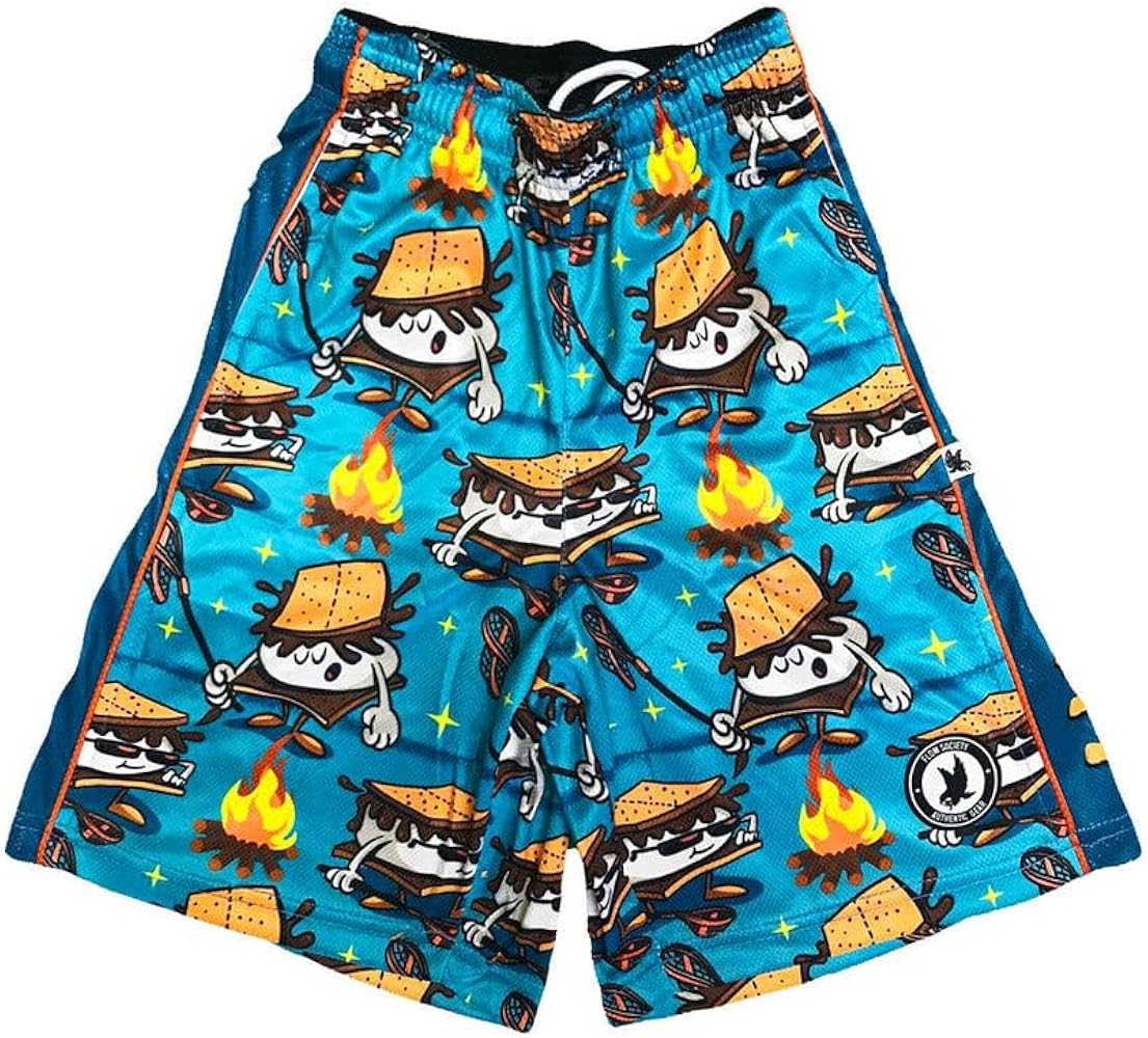 Flow Society S'Mores Society Boys Lacrosse Shorts | Boys LAX Shorts | Lacrosse Shorts for Boys | Kids Athletic Shorts Blue