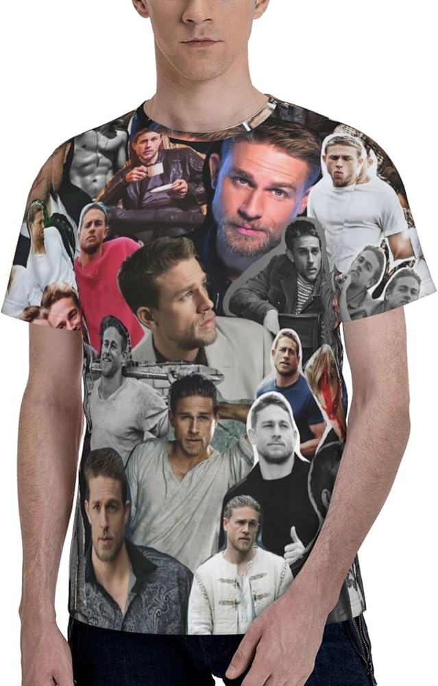 Charlie Hunnam T Shirt Mens Summer Fashion Casual O-Neck Short Sleeve Cotton Tee Top