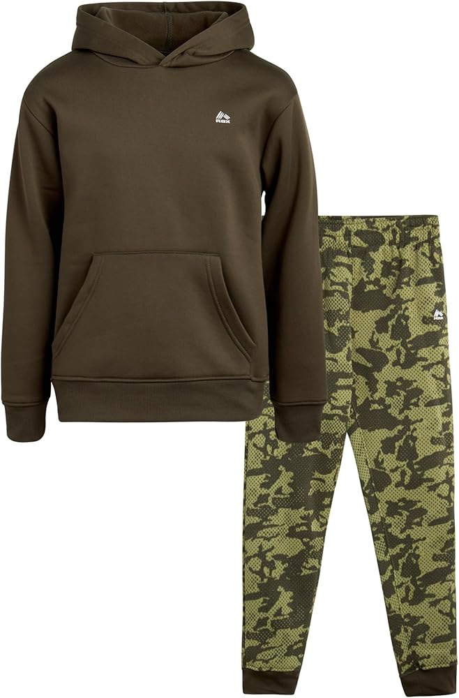 RBX Boys' Active Sweatsuit Set - 2 Piece Fleece Hoodie Sweatshirt and Jogger Sweatpants (8-12)