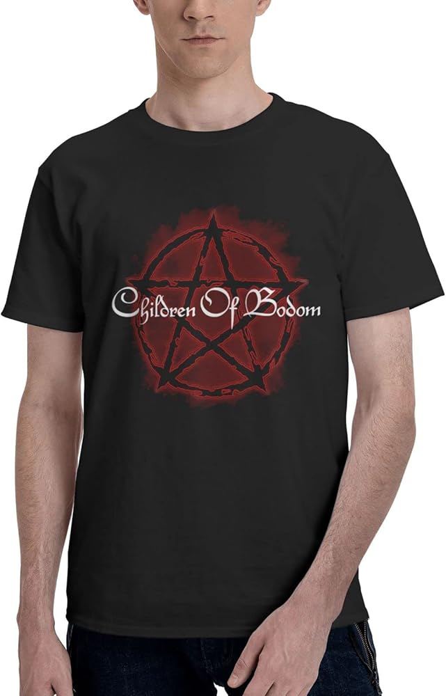 Rock Band T Shirts Children of Bodom Logo Man's Summer Cotton Tee Crew Neck Short Sleeve T-Shirt Black