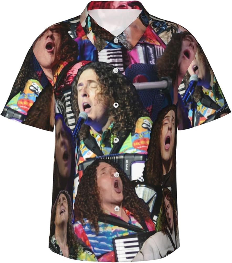 Man Hawaiian Tshirt for Weird 2006 Yankovic T Shirt,Sports Short Sleeve T Shirts Lapel Collar Garment