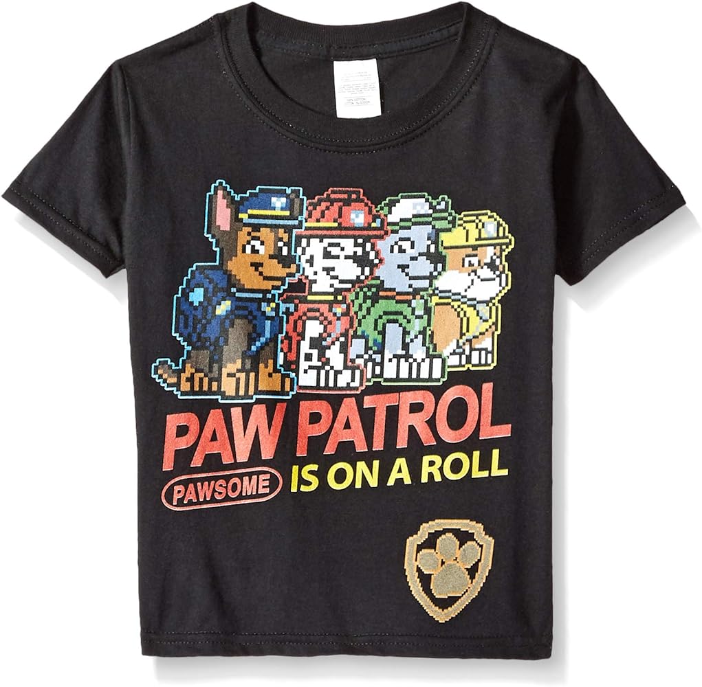 Nickelodeon Boys' Little Paw Patrol is on a Roll Video Game Short Sleeve Tshirt