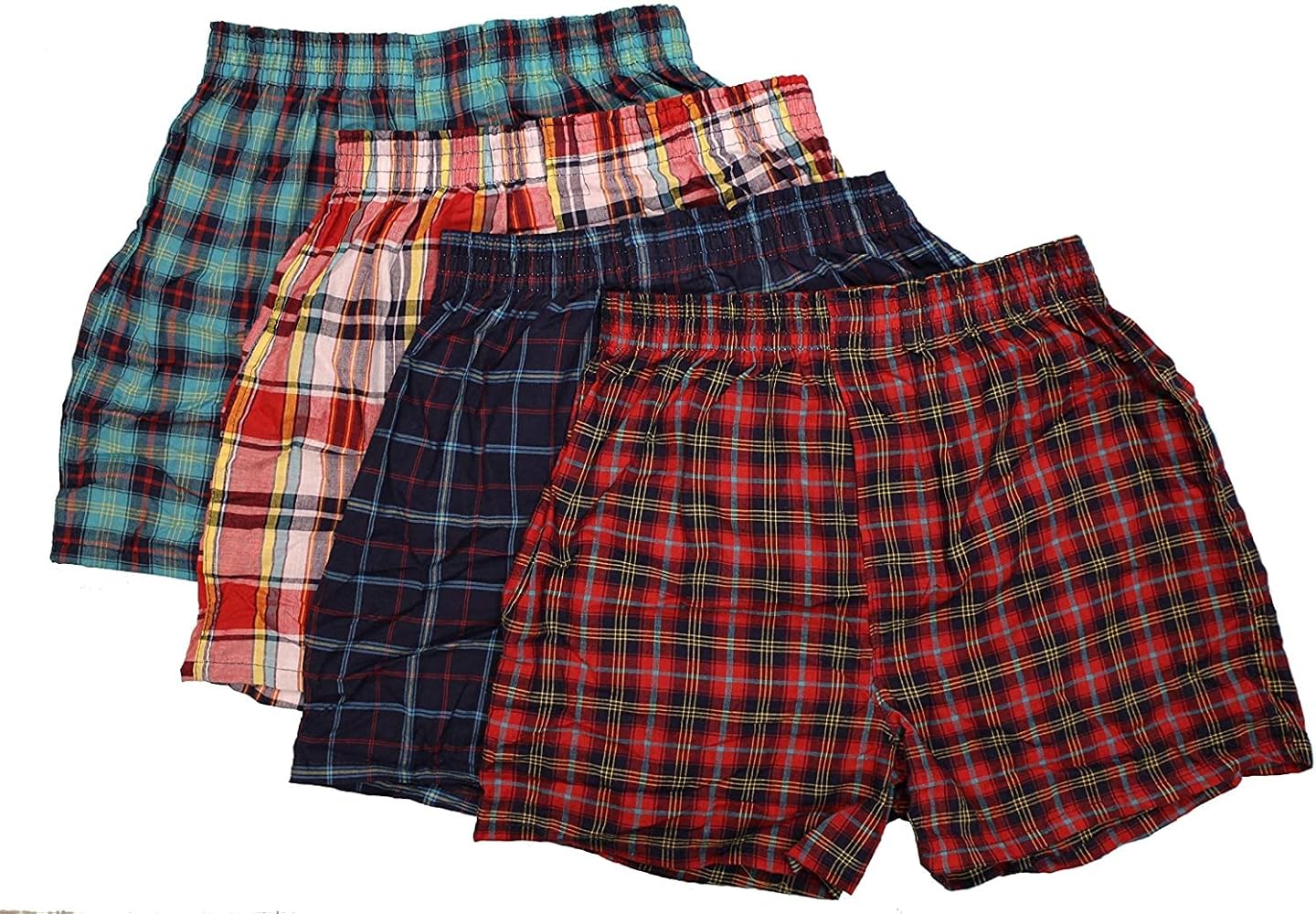 Fruit of the Loom boys Tartan Woven (Pack 3) boxer shorts, Fashion Waistband Tartan Plaids, Small US