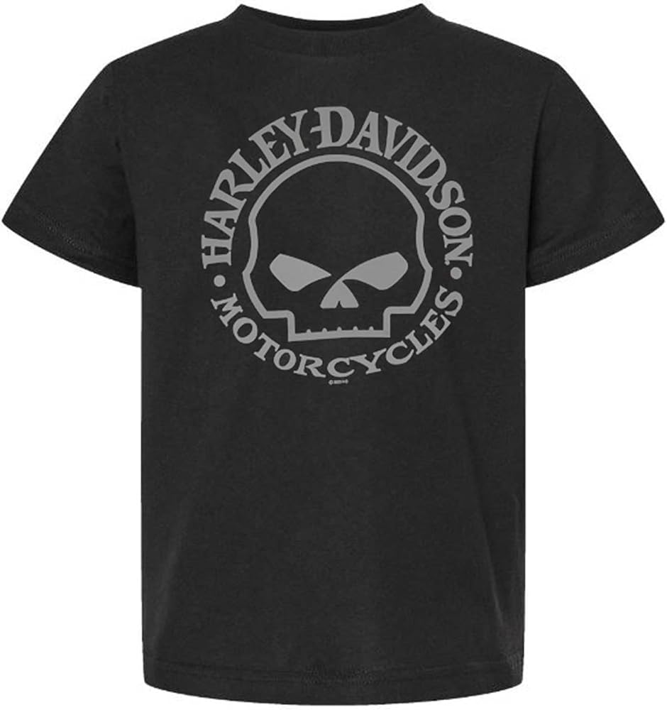 Harley-Davidson Big Boys' Willie G Skull Short Sleeve Crew-Neck Tee - Black