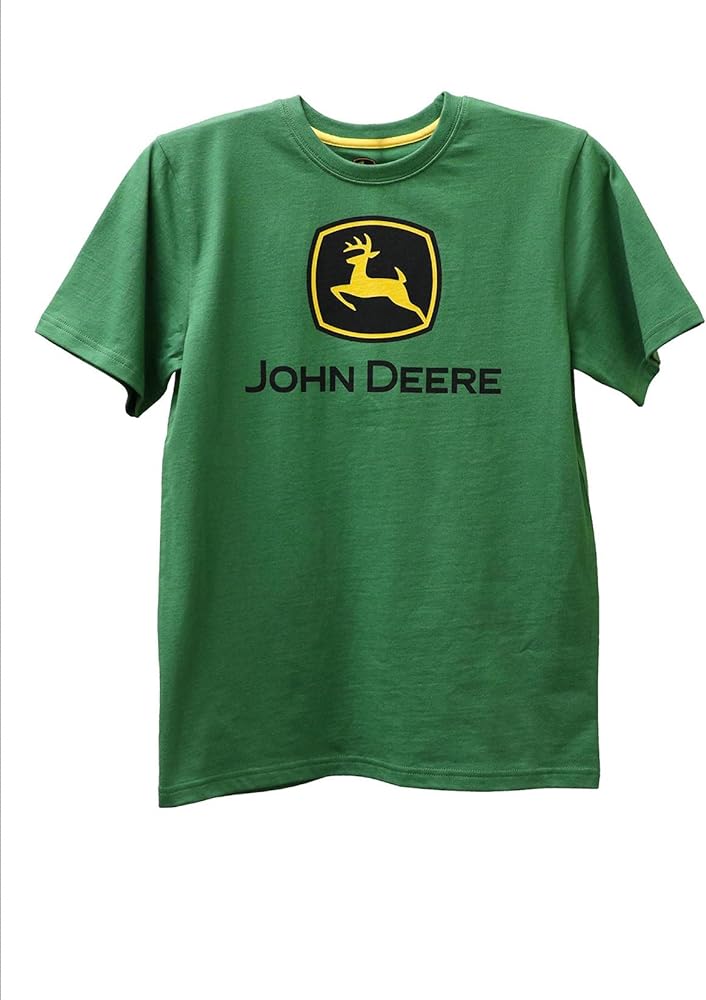 John Deere Green Short Sleeve Trademark Logo T-Shirt Sizes 5 6 7 8 10/12 14/16