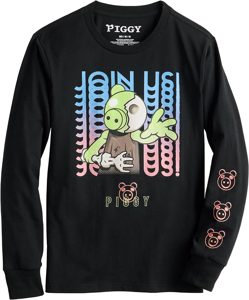 Piggy Boy's Join Us! Survival Horror Game Graphic Long Sleeve T-Shirt