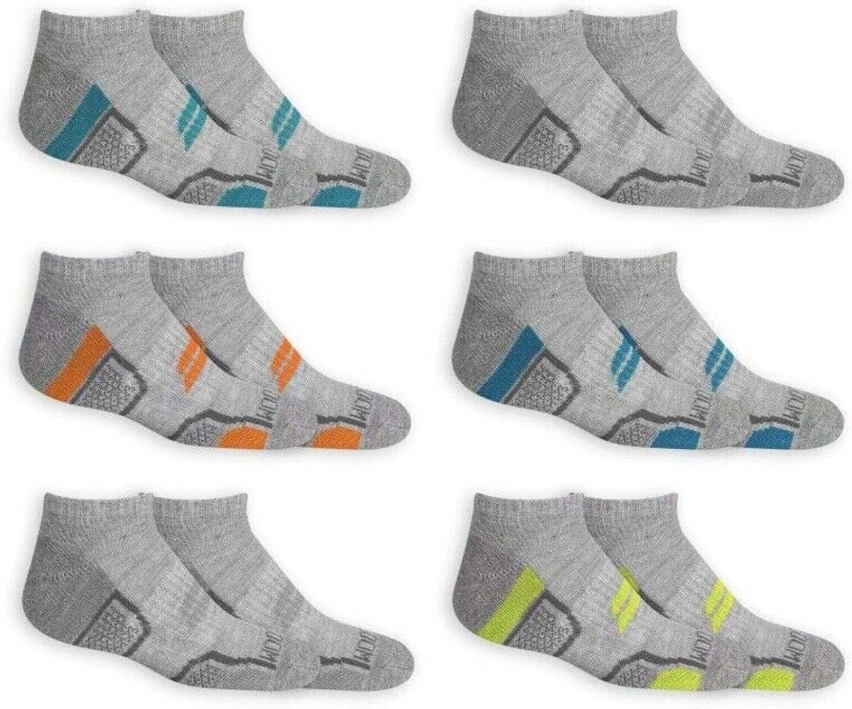 Fruit of the Loom Boys' 6 Pack No Show Eveyday Active Socks