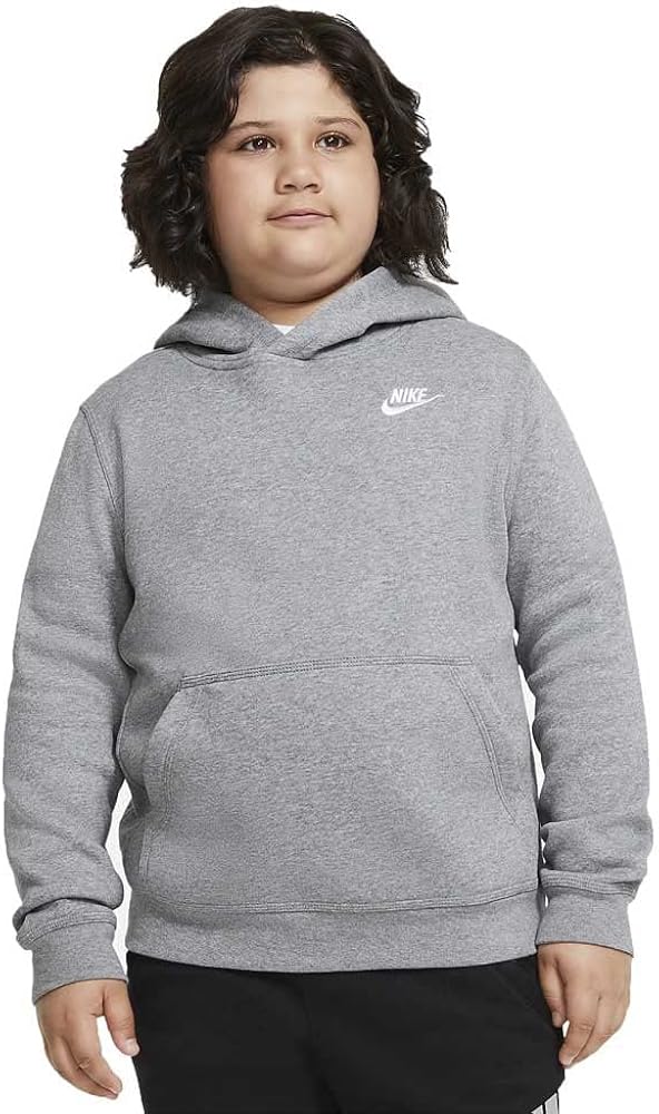 Nike Kids Boy's Club Pullover Hoodie (Big Kids) Carbon Heather SM (8 Big Kids)