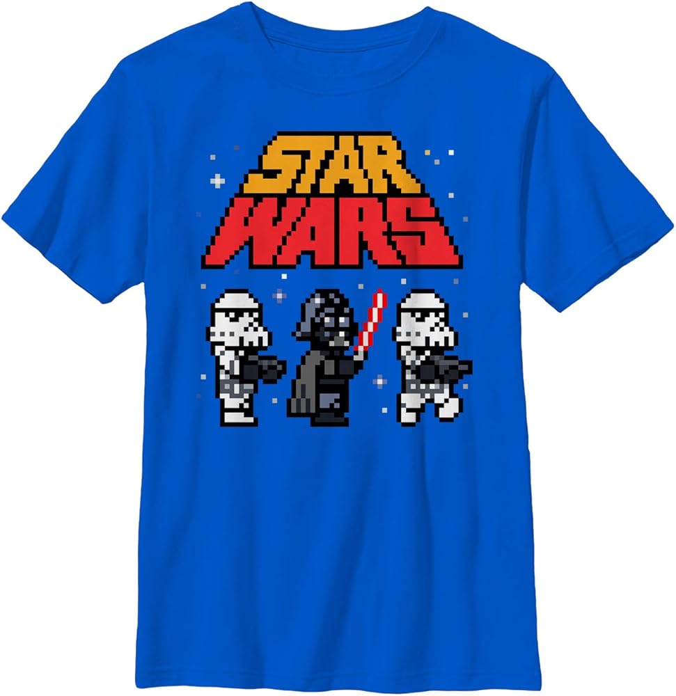 STAR WARS Boy's Pixel Darth Vader and Stormtroopers T-Shirt