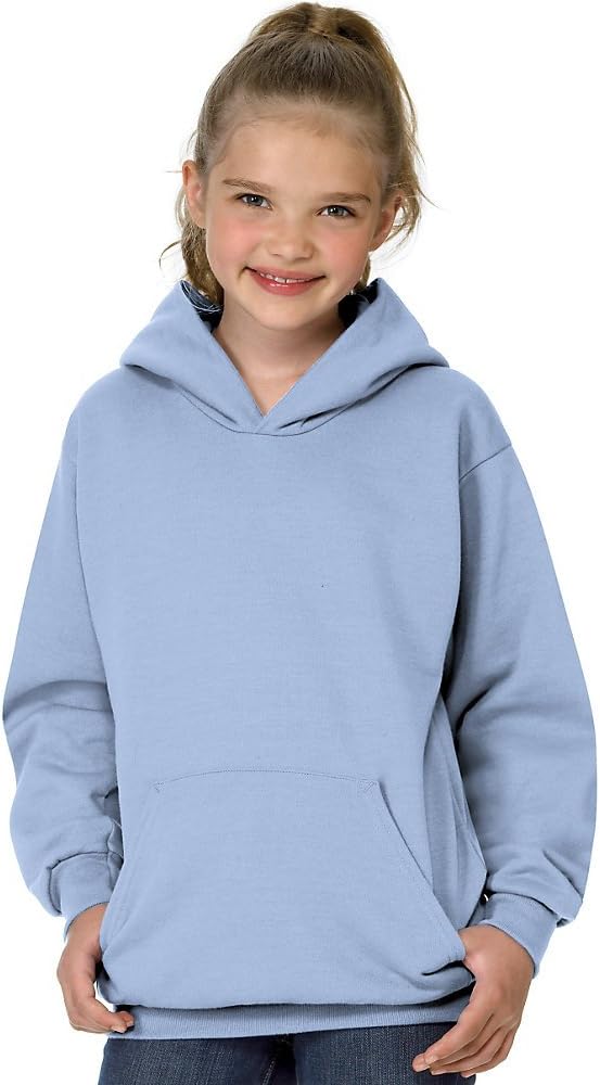 Hanes Youth 7.8 oz. ComfortBlend EcoSmart 50/50 Pullover Hood, M, LIGHT BLUE