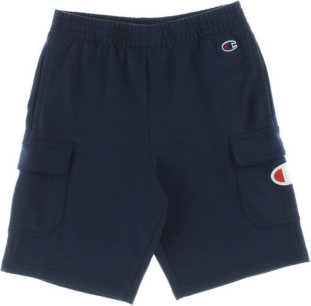 Champion C Logo French Terry Cargo Boys Active Shorts Size M, Color: White/Blue/Navy