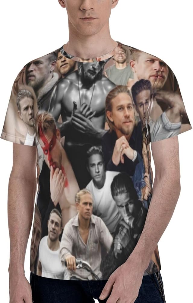 Charlie Hunnam T Shirt Mens Summer Fashion Casual Round Neckline Short Sleeve Cotton Tee Top