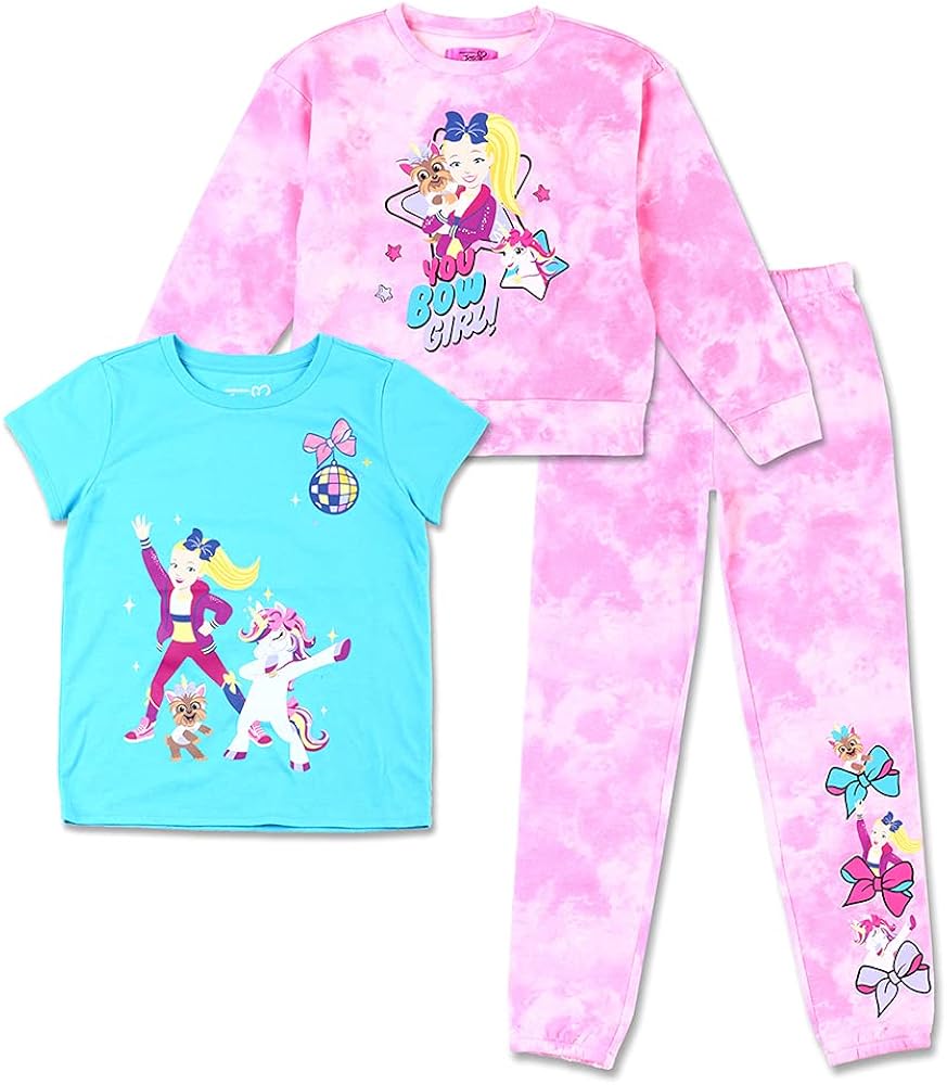 JoJo Siwa boys Cute Comfy Soft Fleece Sweatshirt Sweatpant Tee 3 Piece Set3 Piece Set