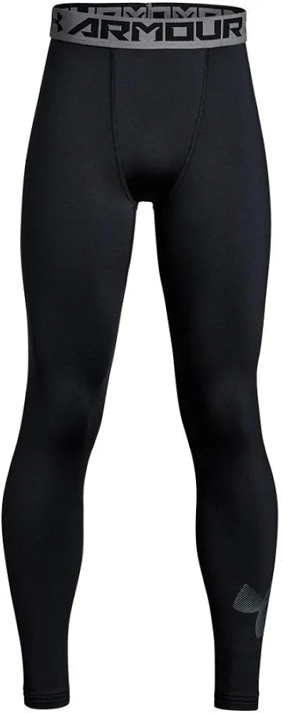 Under Armour Boys' ColdGear Leggings, Black (001)/Graphite, Youth Large