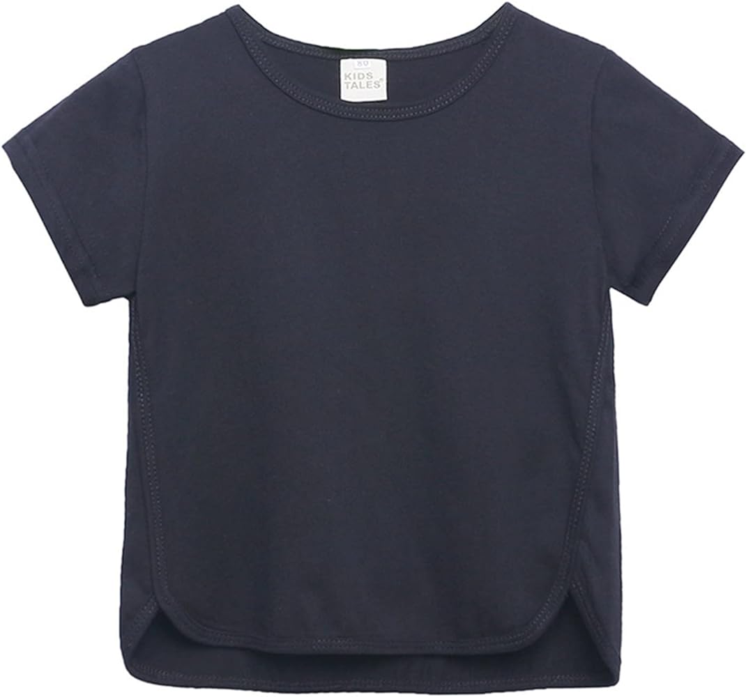 Boys' Short Sleeve T-Shirts Solid Short Sleeve Crewneck Irregular T Shirts Tops Tee Clothes for Children