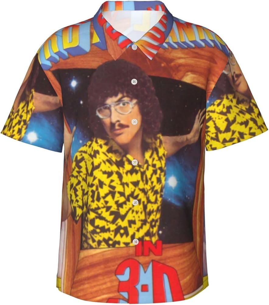 Man Hawaiian Tshirt for Weird 2006 Yankovic T-Shirt,Breathable Short Sleeve T Shirt Lapel Collar top