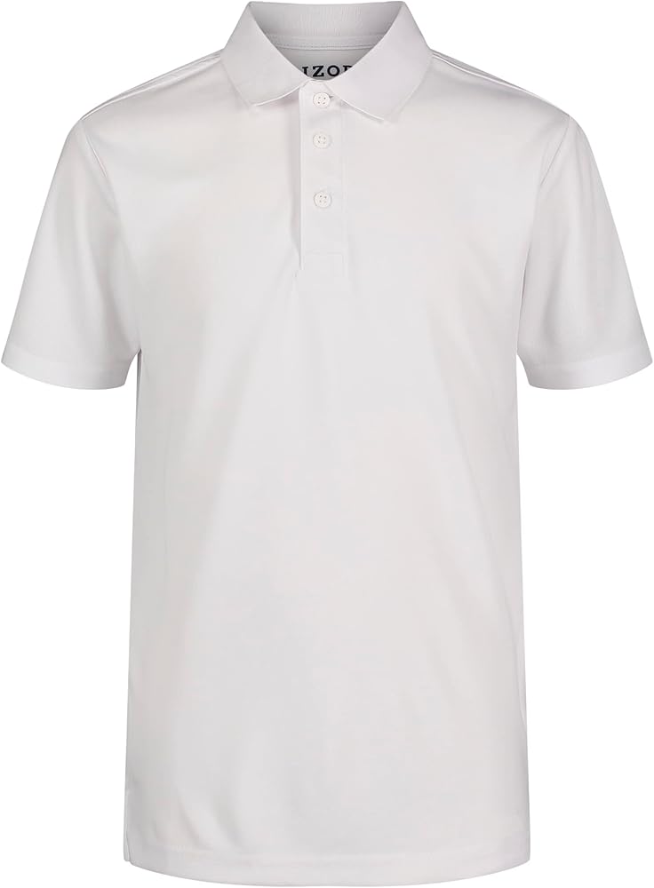 IZOD Boys' School Uniform Adaptive Short Sleeve Polo Shirt, Velcro Closure & Faux Buttons, Comfortable Pique Fabric