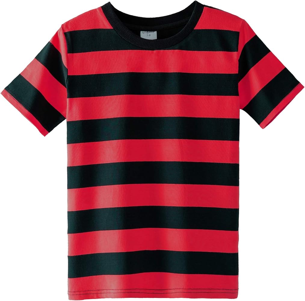 Spring&Gege Boys Short Sleeve Striped Cotton Crew Neck T-Shirt