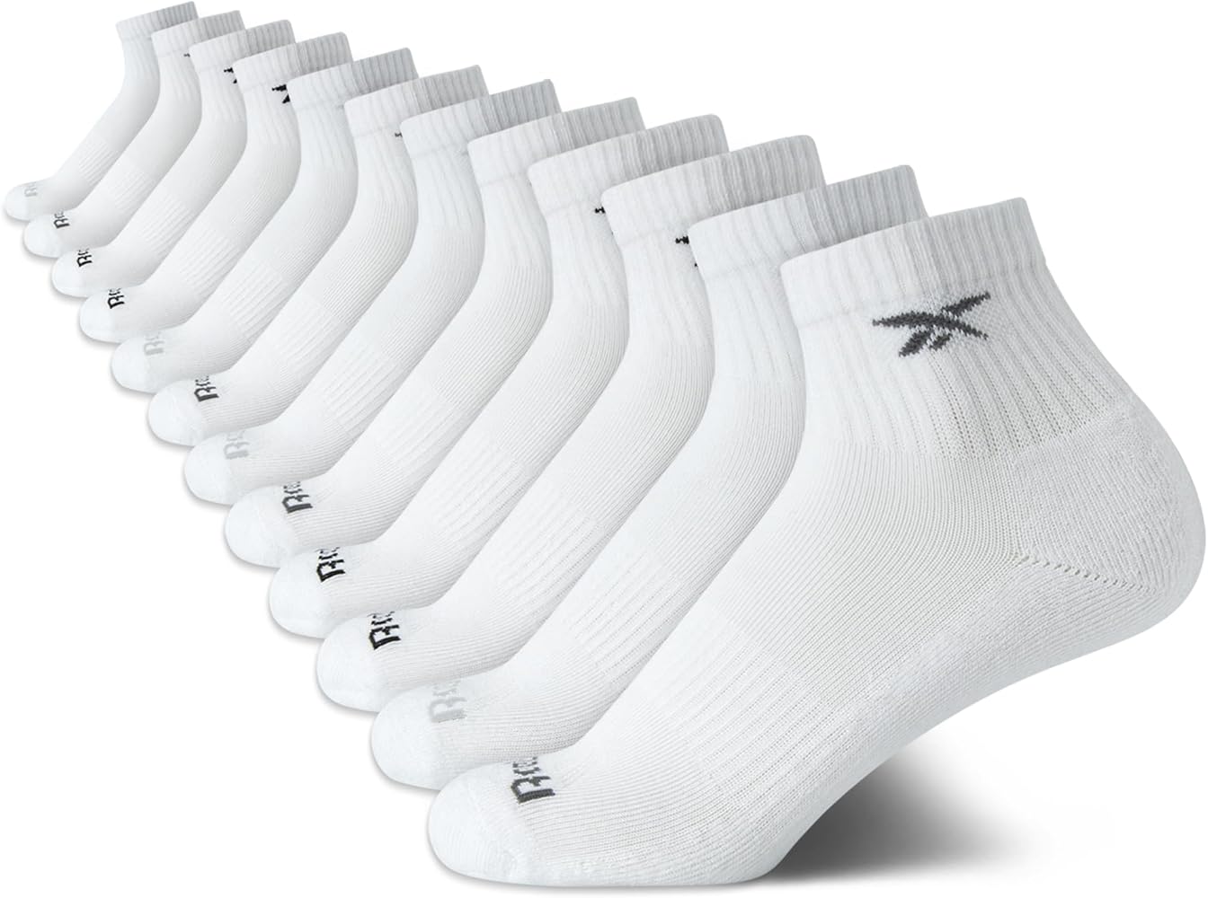 Reebok Boy's Cushioned Comfort Quarter Basic Socks With Reinforced Heel And Toe (12 Pack)