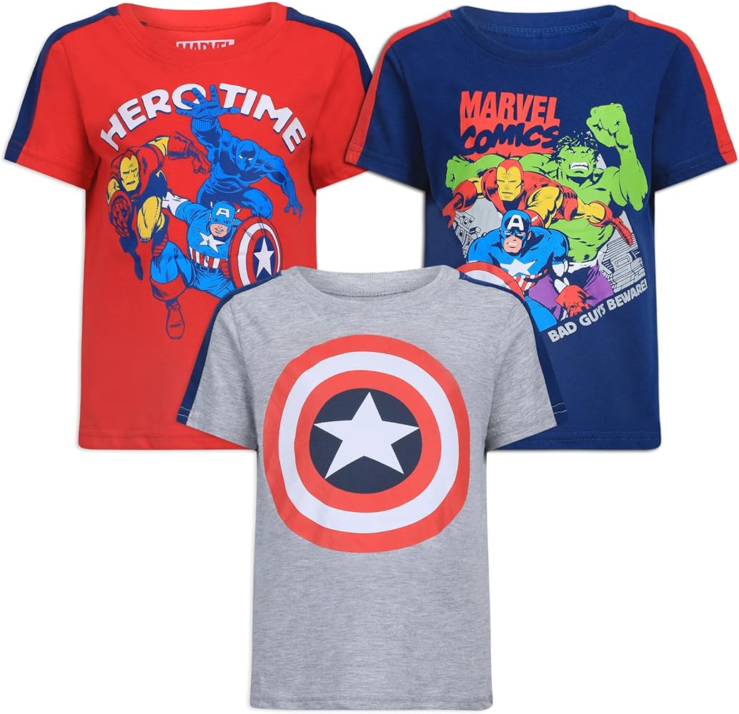 Marvel Avengers Toddler Boys Clothes Boy Shirts for Toddler and Little Kids (3 Pack)