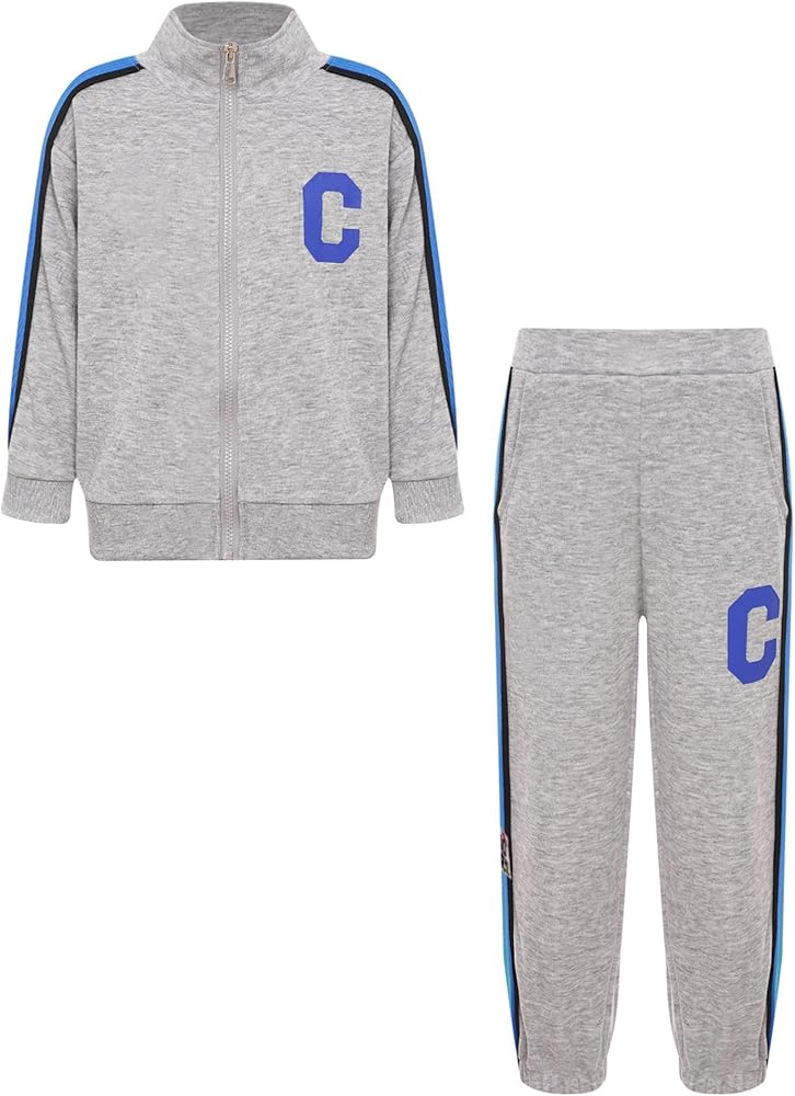 dPois Boys Tracksuit 2 Pieces Sport Outfit Hoodie Sweatshirt and Sweatpants Jogging Pants Set Activewear