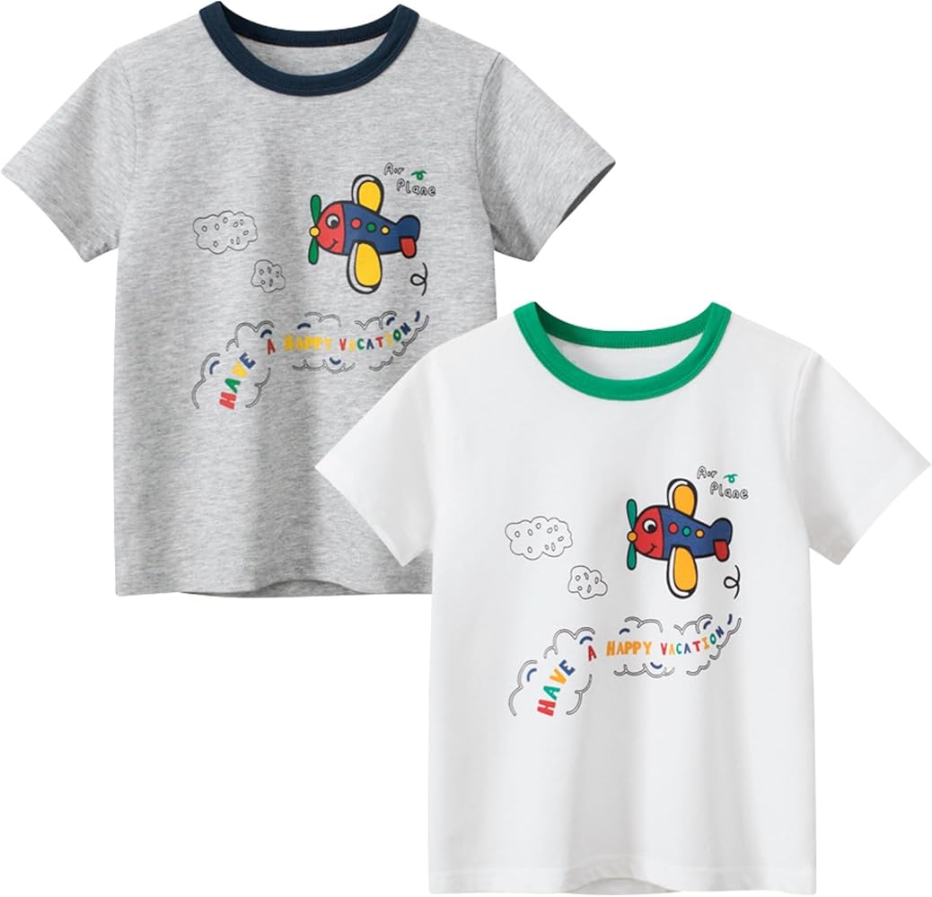 Boys' 2-Pack Digger Short Sleeve Crewneck T-Shirts Top Tee Size 2-7 Years Boys and Toddler Value Pack Cotton T-Shirt