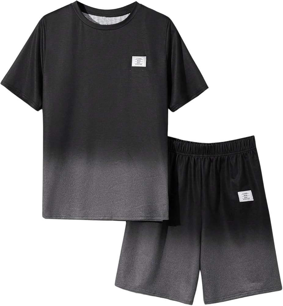 SHENHE Boy's Summer Outfits 2 Piece Crew Neck Short Sleeve Tee and Shorts Active Set Tracksuit