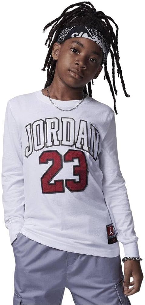 Nike Air Jordan 'Practice Flight' Long Sleeve Boys' T-Shirt (White) Size Large