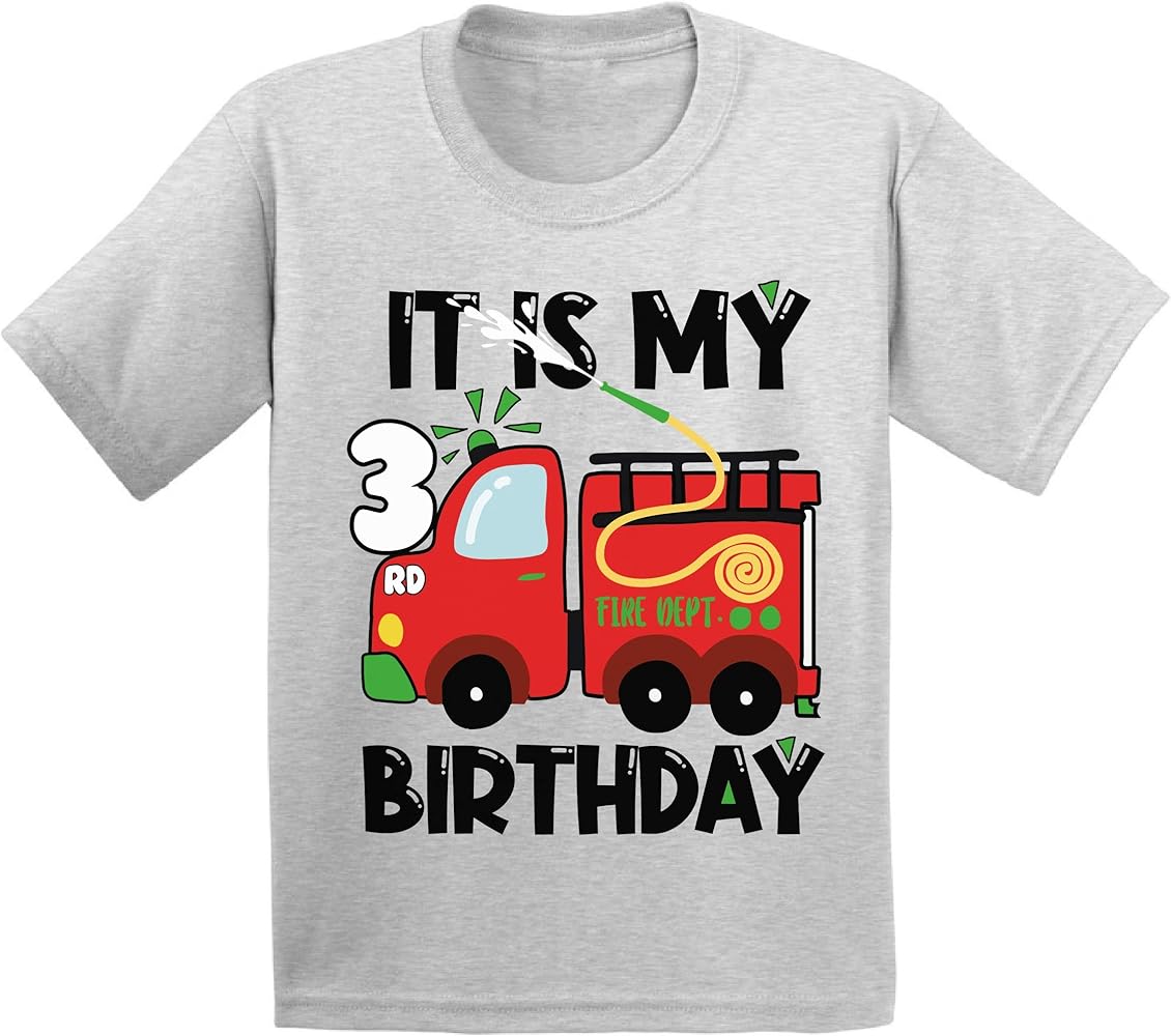 Awkward Styles 3rd Birthday T-shirt Fire-Truck Toddler Shirt Firefighter Top