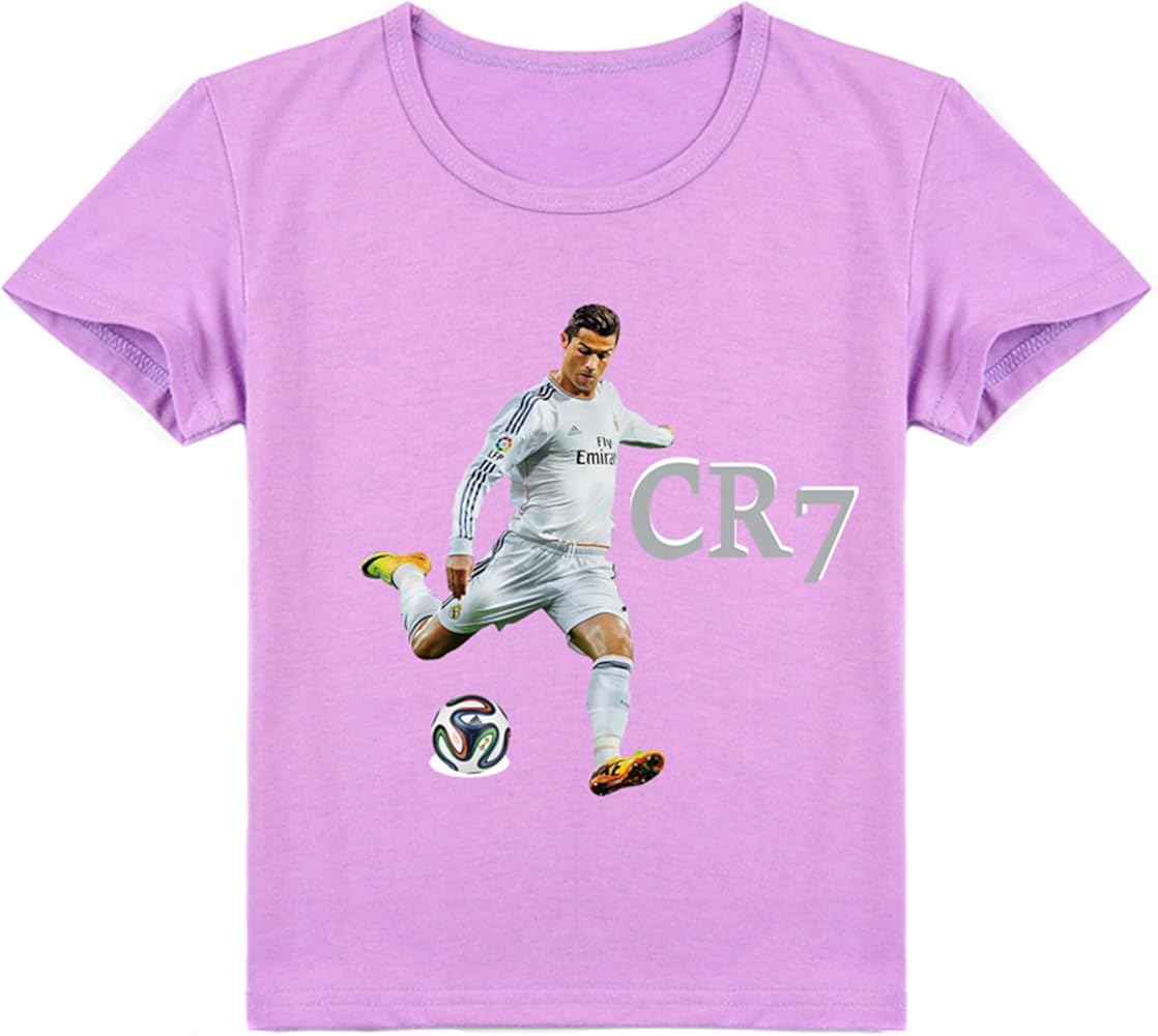 LOTFI Kids Cotton Short Sleeve Summer T Shirt,Cristiano Ronaldo Tees Crewneck Tops Tees for Boys Girls