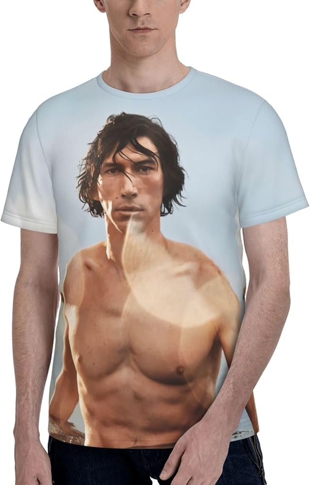 Adam Driver T Shirt Man's Summer Comfortable Fit Soft Short Sleeve Round Neckline Basic Tee Tops