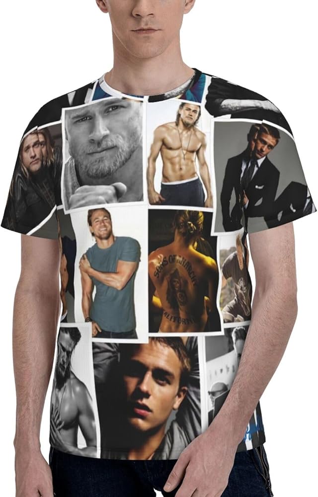 Charlie Hunnam T Shirt Mens Summer Fashion Casual Crew Neck Short Sleeve Cotton Tee Top