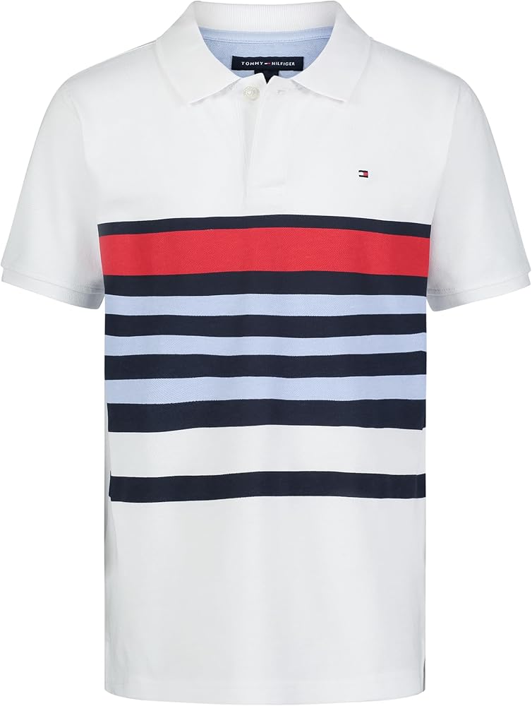 Tommy Hilfiger Boys' Short Sleeve Fashion Polo Shirt, Button Closure, Soft & Comfortable