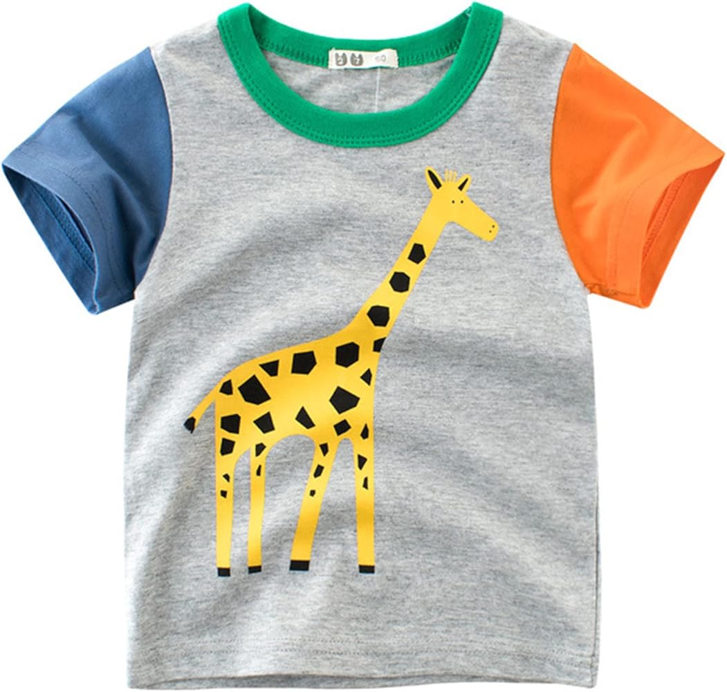 Baby Cartoon Crewneck Tee Animals Clothes Kids Sleeve Boys Tops Shirts Toddler Years T Short for 17 Summer Kids