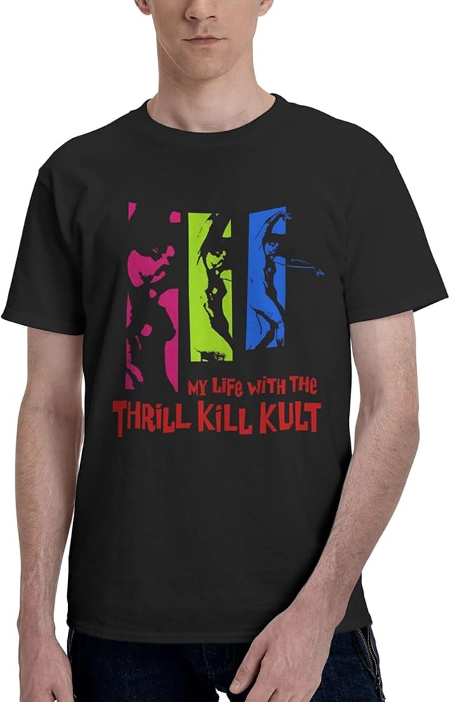 Rock Band T Shirts My Life with The Thrill Kill Kult Boy's Summer Cotton Tee Crew Neck Short Sleeve Tops Black